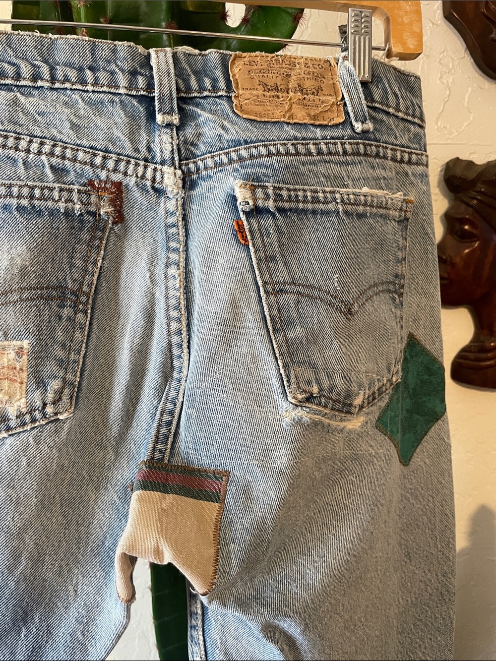 Vintage Orange Tab Patchwork Levi’s 34 x 31 - Picture 3 of 9